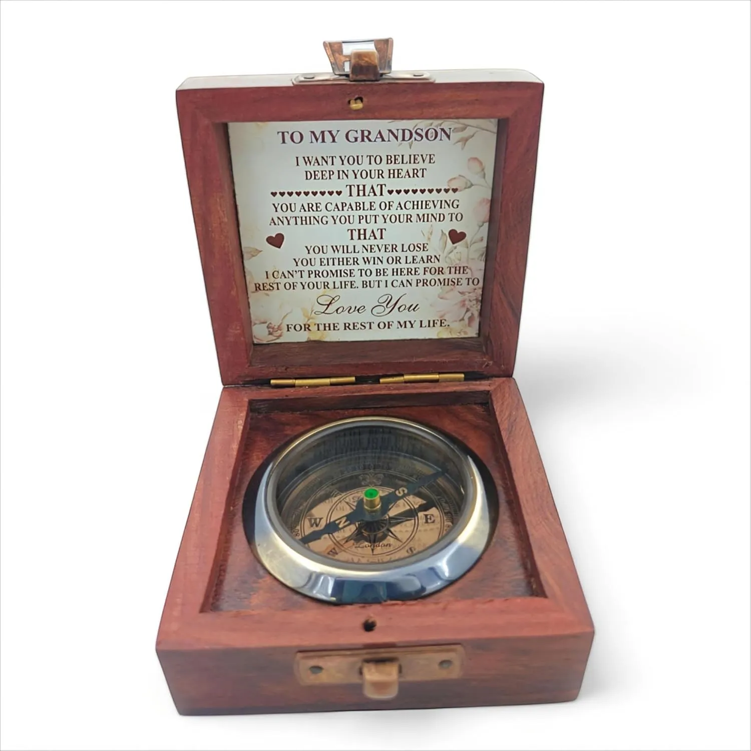 Gift for Son from Mom Dad | Grandson Brass Compass Engraved Quote | Memory Present to My Grandson Birthday, Baptism, Graduation, Confirmation, Love, Gift idea by Grandpa Grandma Nanny | Mom to Son