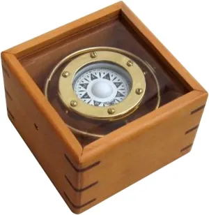Gimbal Compass Wood/Glass Box Outdoor Camping Gear