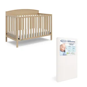 Graco Benton 5 in 1 Convertible Crib with Premium Foam Crib and Toddler Mattress - Driftwood