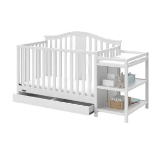Graco Solano 4-in-1 Convertible Crib and Changer with Drawer (White) – Crib and Changing -Table Combo with Drawer, Includes Changing Pad, Converts to Toddler Bed, Daybed and Full-Size Bed