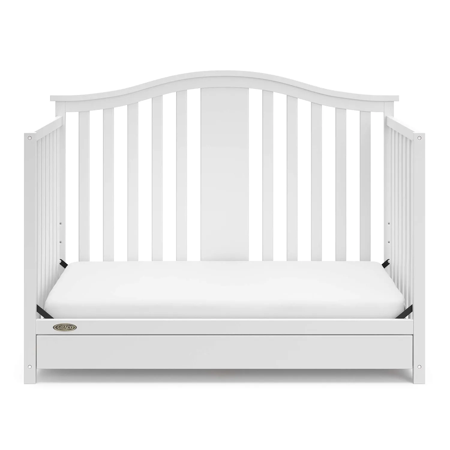 Graco Solano 4-in-1 Convertible Crib with Drawer Combo (White) – GREENGUARD Gold Certified, Includes Full-Size Nursery Storage Drawer, Converts to Toddler Bed and Full-Size Bed