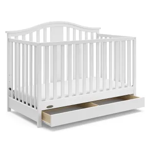Graco Solano 4-in-1 Convertible Crib with Drawer Combo (White) – GREENGUARD Gold Certified, Includes Full-Size Nursery Storage Drawer, Converts to Toddler Bed and Full-Size Bed