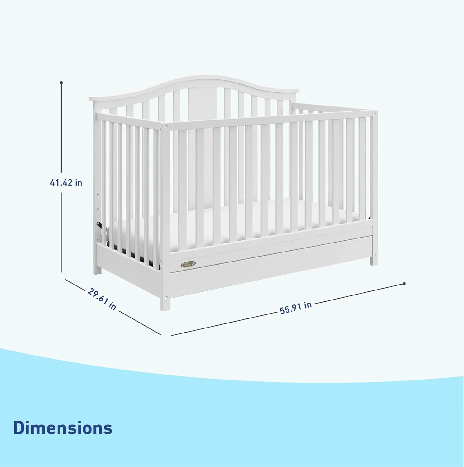 Graco Solano 4-in-1 Convertible Crib with Drawer Combo (White) – GREENGUARD Gold Certified, Includes Full-Size Nursery Storage Drawer, Converts to Toddler Bed and Full-Size Bed