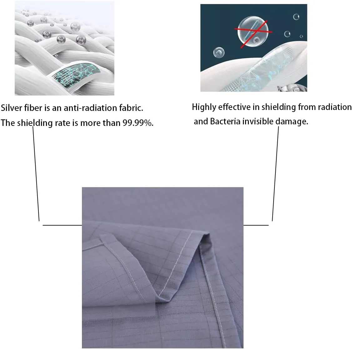 Grounding Fitted Sheet Kit, Grounding Conductivity Sheets with Silver Fiber, Grounding Cord, Grounding Bed Cover for Efficient Sleep, Reduce Stress Natural Healthy,Grey (Queen)