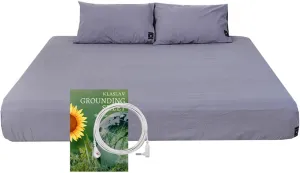 Grounding Fitted Sheet Kit, Grounding Conductivity Sheets with Silver Fiber, Grounding Cord, Grounding Bed Cover for Efficient Sleep, Reduce Stress Natural Healthy,Grey (Queen)