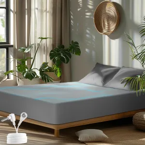 Grounding Fitted Sheet,6% Pure Silver Fiber Connected Earth Energy, Grounding Bed Sheet 18" Deep Pocket with Grounding Cord Enhances Energy, and Well-Being(78"x 80" Grey)