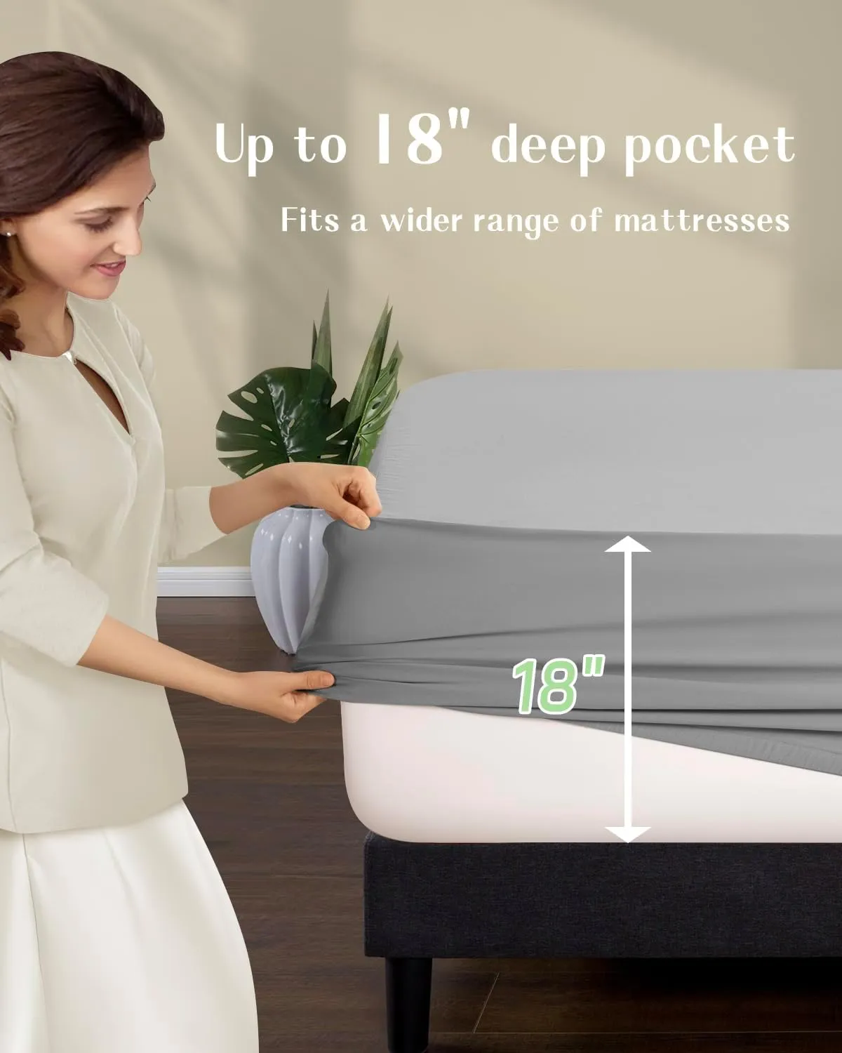 Grounding Sheets, 10% Silver Fiber & 50% Tencel & 40% Cotton, Grounded Fitted Sheet Only, Connected Earth Energy for Better Sleep, Grounding Bed Sheet 18" Deep Pocket(Grey 78"x 80")