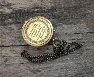 Handmade Nautical Solid Brass Pocket Compass Maritime Working Compass Vintage Camping, Hiking Compass with Chain Vintage Gift