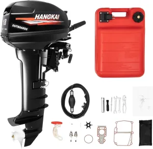 HANGKAI 18HP 2-Stroke Outboard Motor,246CC Water-cooling Outboard Motors, Multi-gear Outdoor Boat Motors with CDI Ignition System and 6.34Gal Large Fuel Tank for Inflatable Boats(Long Axis)