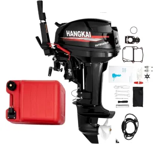 HANGKAI 2 Stroke 12 HP Outboard Motor,169 cc Gas Powered Boat Motor Engine, Fishing Boat Engine with Water Cooling System for Fishing Boats, Inflatable Boats, Short Shaft