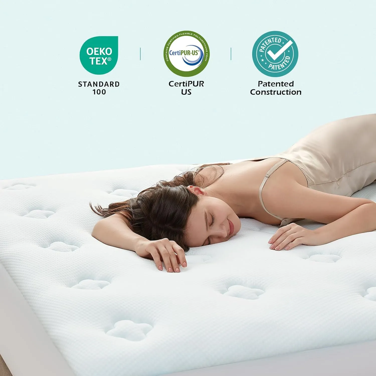 Hansleep Memory Foam Mattress Topper Queen, Pillow Top Mattress Pad Viscose Derived from Bamboo with Deep Pocket, Breathable Mattress Topper for Back Pain Relief, 60" x 80", White