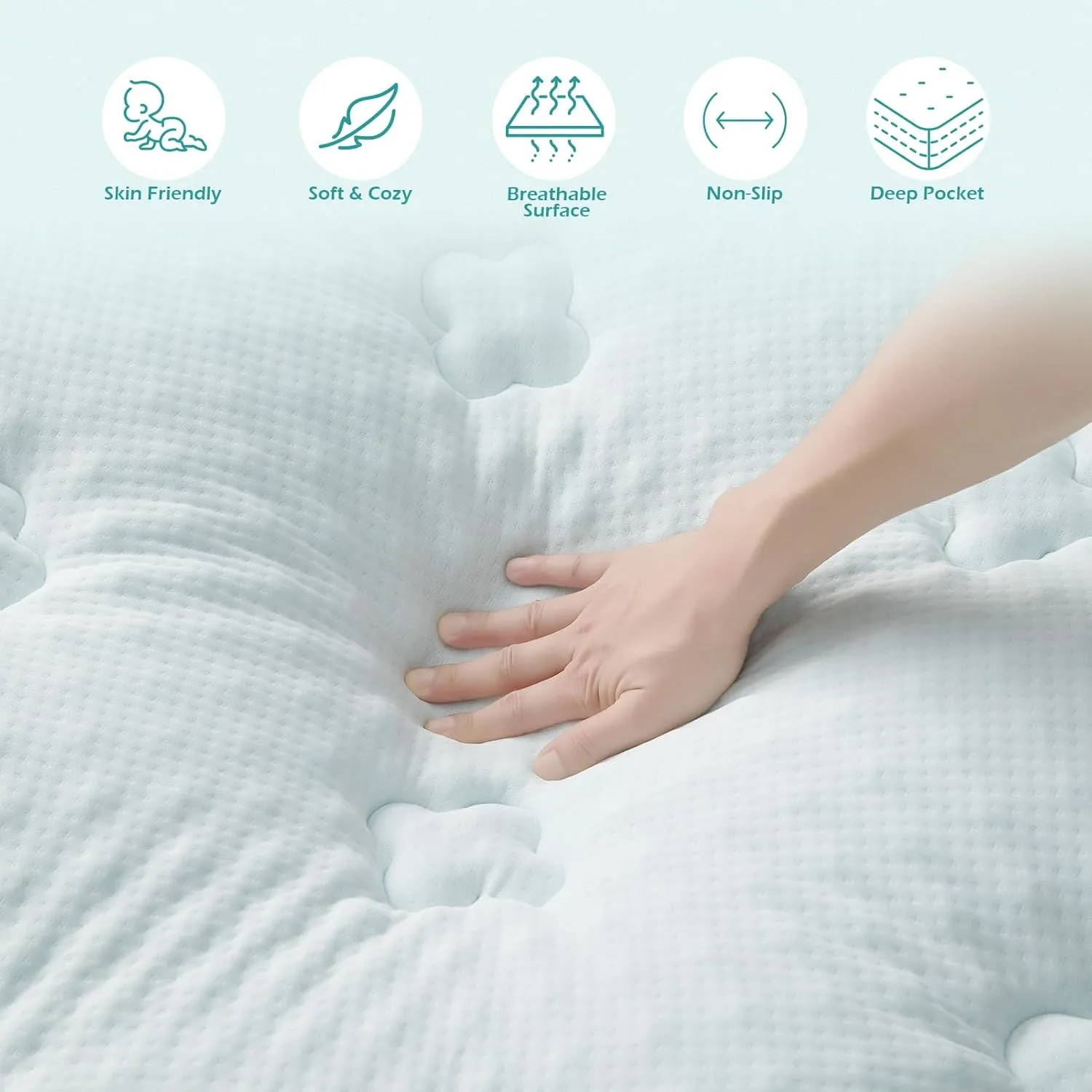 Hansleep Memory Foam Mattress Topper Queen, Pillow Top Mattress Pad Viscose Derived from Bamboo with Deep Pocket, Breathable Mattress Topper for Back Pain Relief, 60" x 80", White
