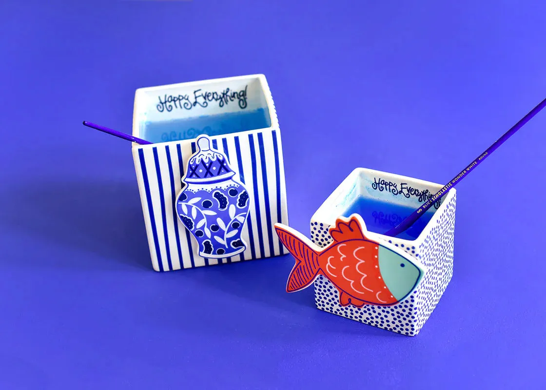 HAPPY EVERYTHING! INDIGO SKINNY STRIPE MEDIUM MINI NESTING CUBE