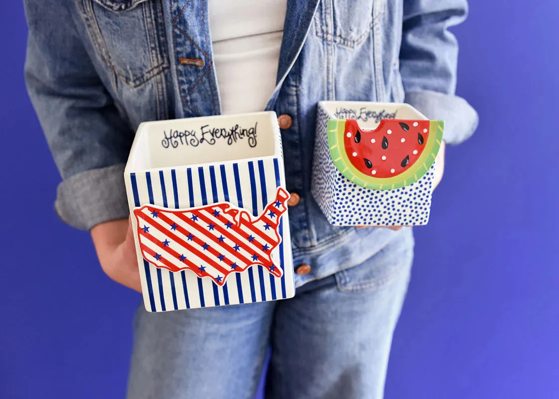HAPPY EVERYTHING! INDIGO SKINNY STRIPE MEDIUM MINI NESTING CUBE