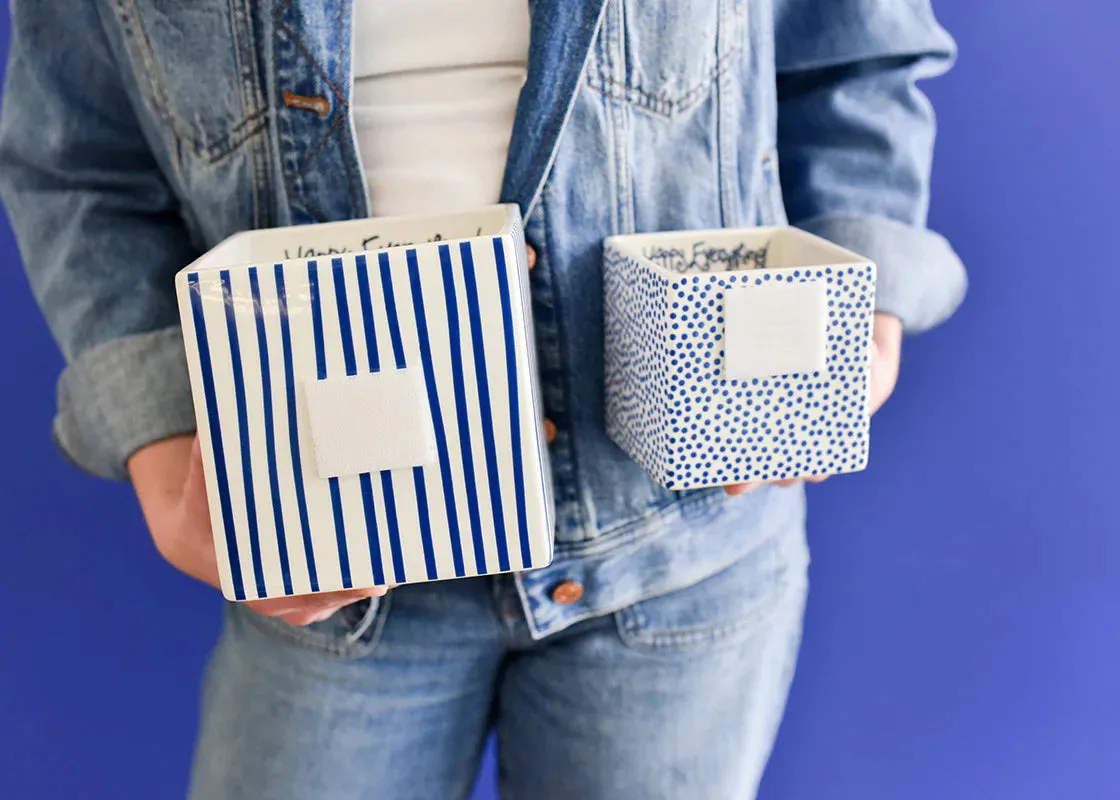 HAPPY EVERYTHING! INDIGO SKINNY STRIPE MEDIUM MINI NESTING CUBE