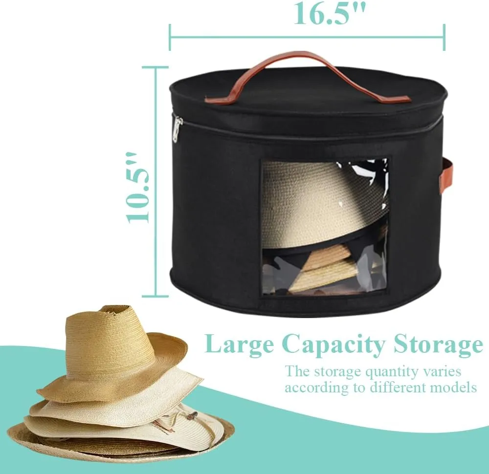 Hat Box,Hat Storage Box,Stackable Round Brim Hats Organizer Bag Container for Closet,Travel Hat Boxes for Women,Collapsible Cowboy Hat Organizer,Stuffed Animal Toy Storage,FoldableTravel Cap Boxes