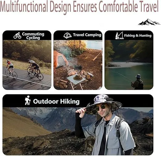 Hat with Fans Solar Power, Solar Fan Hat, 2 Solar Fan Sun Bucket Hat for Men Women UPF 50  Bucket Fishing & Beach