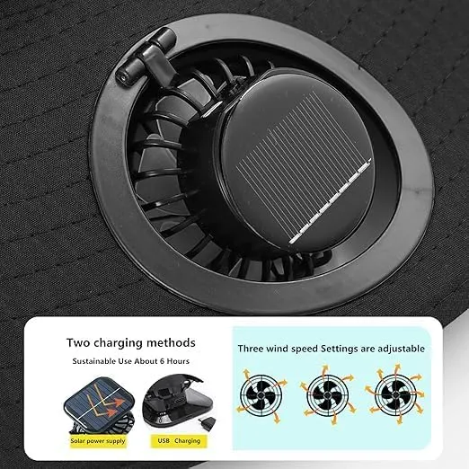 Hat with Fans Solar Power, Solar Fan Hat, 2 Solar Fan Sun Bucket Hat for Men Women UPF 50  Bucket Fishing & Beach