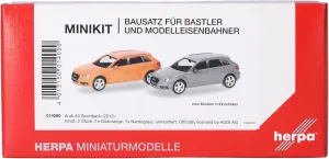 Herpa Model kit MiniKit Audi A3 Sportback (2012) in Bright Orange and Nardo Gray, 2 Pieces, 1:87 Scale Miniature, Collector’s Item, Model Building kit, Plastic