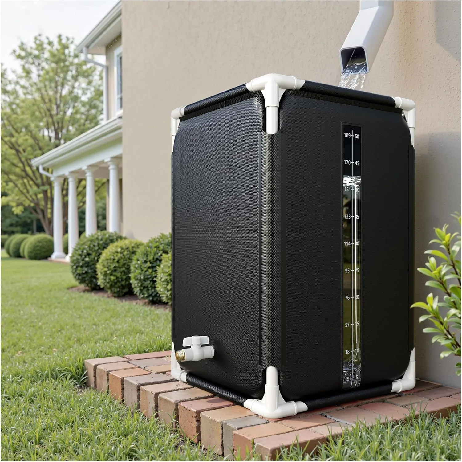 HIRALIY 50 Gallon Collapsible Rain Barrel, Portable Water Storage Tank, Rainwater Collection System Downspout, Water Barrel for Garden, Irrigation