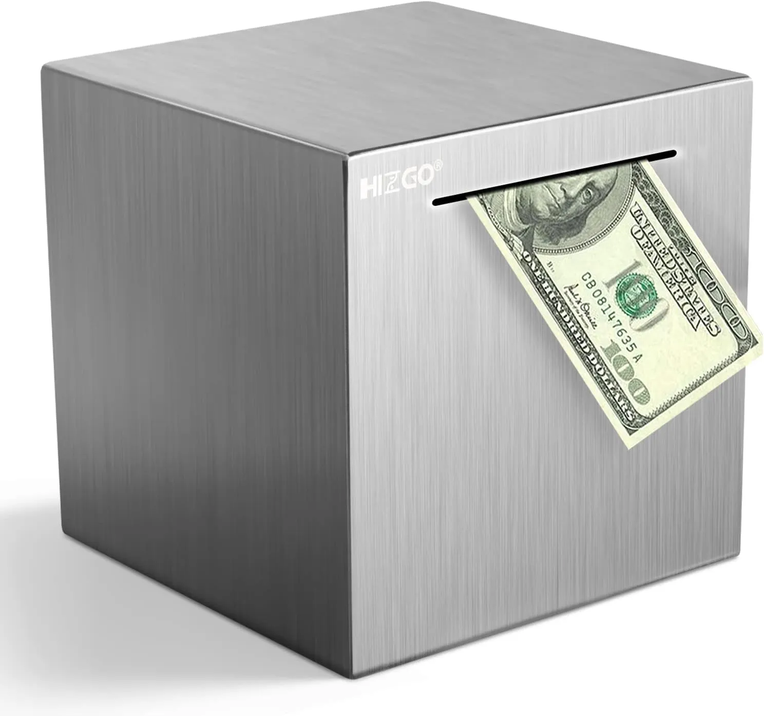 hizgo Piggy Bank for Adults Stainless Steel Savings Bank to Help Budget and Save Must Break to Access Money（5.9 inch）