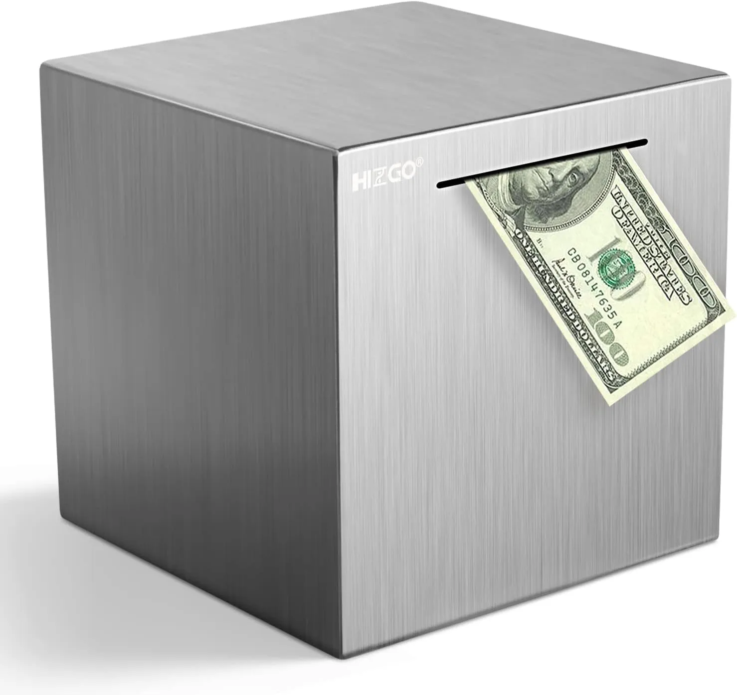 hizgo Piggy Bank for Adults Stainless Steel Savings Bank to Help Budget and Save Must Break to Access Money（7.9 inch）