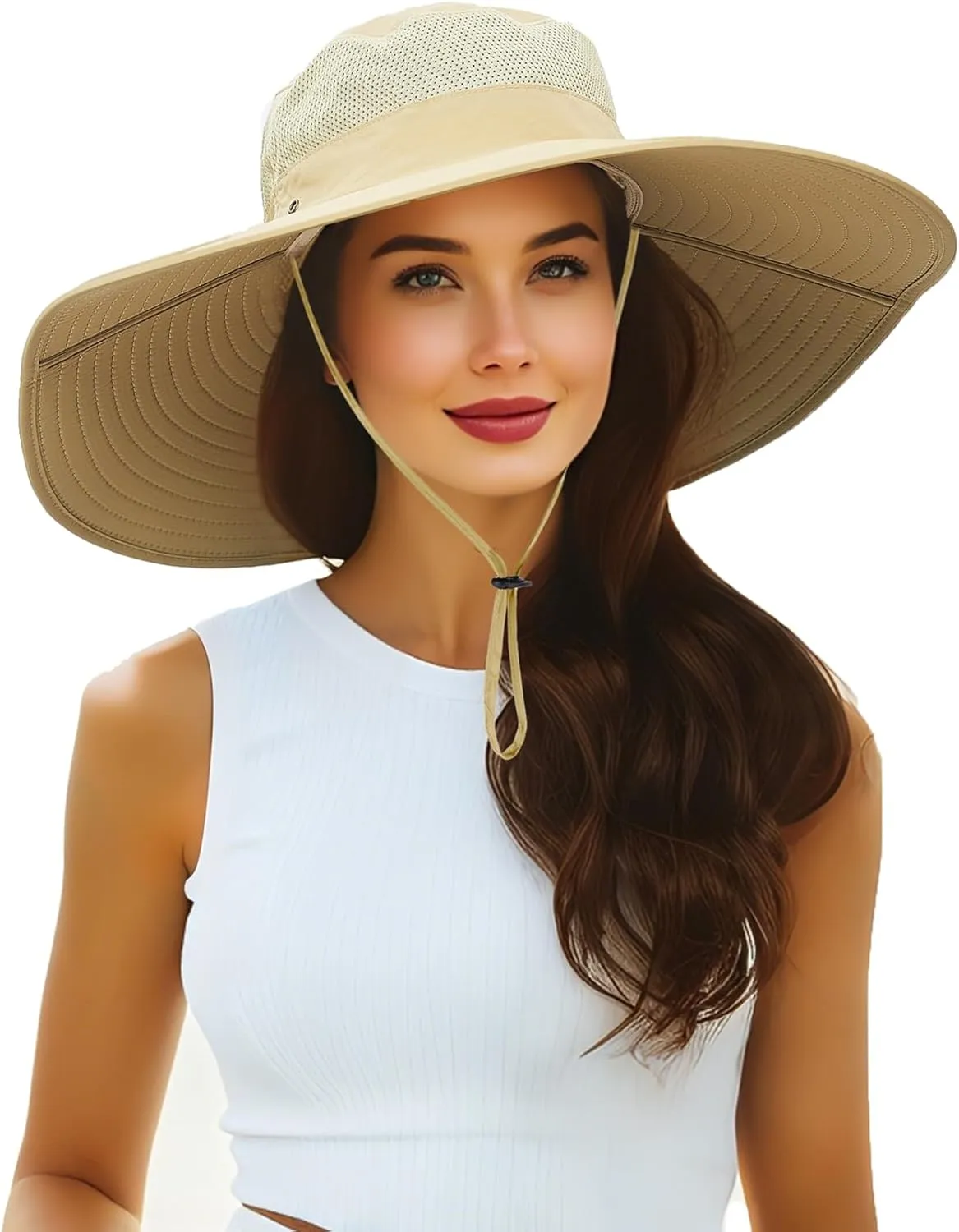 HLLMAN Men's Wide Brim Sun Hat-UPF 50  Protection,Waterproof Bucket Hat for Fishing, Hiking, Camping,Breathable Nylon & Mesh
