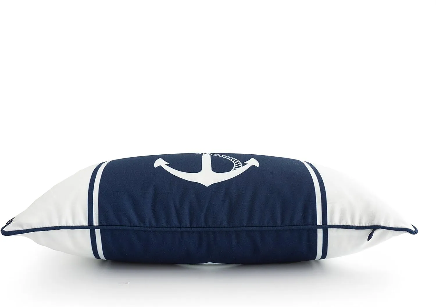 Hofdeco Nautical Indoor Outdoor Pillow Cover ONLY, Water Resistant for Patio Lounge Sofa, Navy Blue Compass Anchor, 12"x20", Set of 2