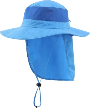 Home Prefer Outdoor UPF50  Mesh Sun Hat Wide Brim Fishing Hat with Neck Flap Sun Hat for Men Women