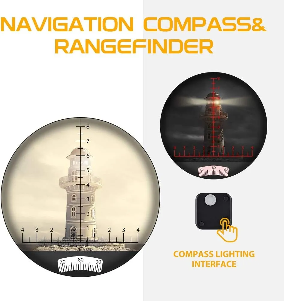 Hooway 7x50 Waterproof Fogproof Military Marine Binoculars w/Internal Rangefinder & Compass for Navigation,Boating,Fishing,and More