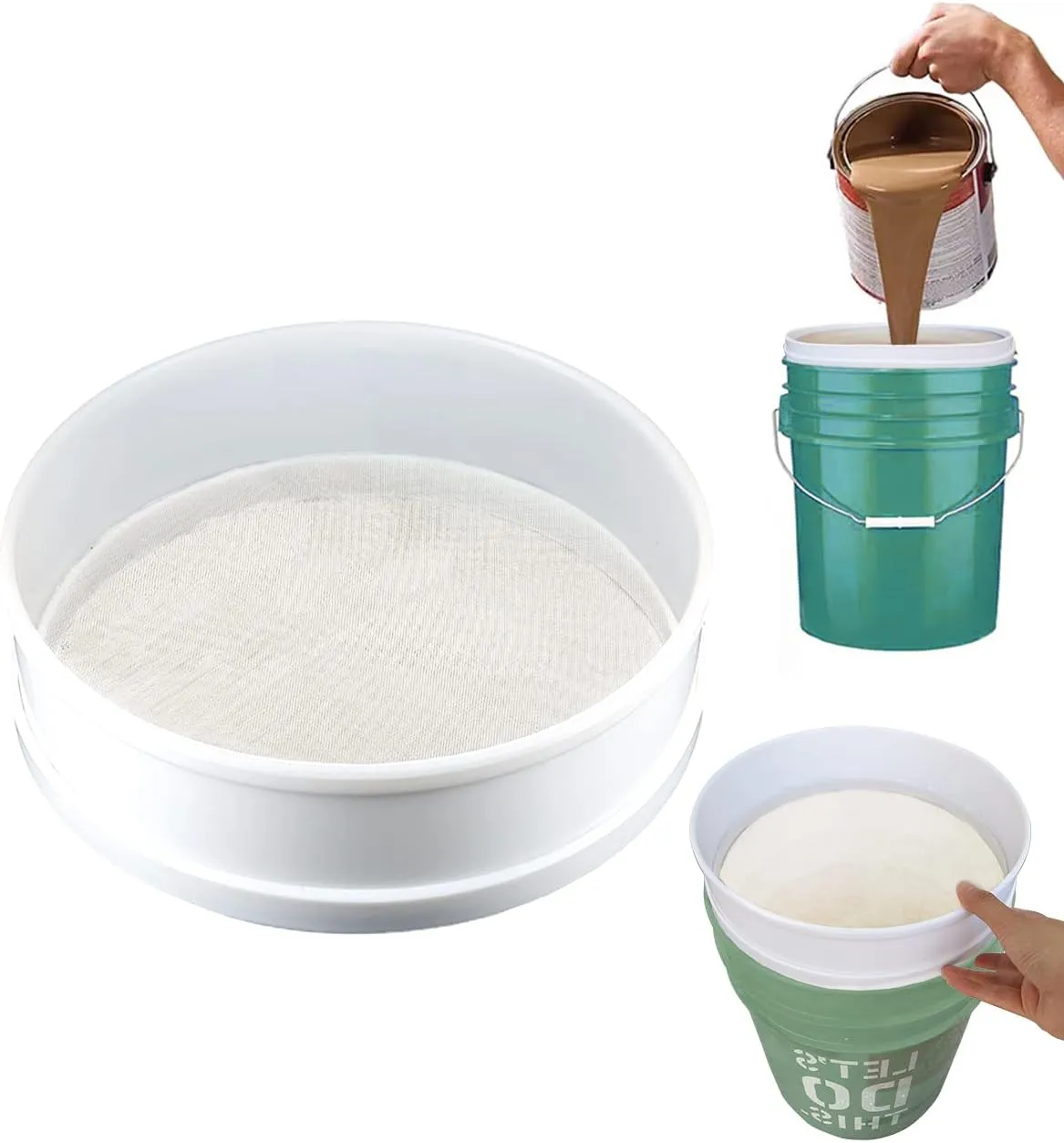 Hosrnovo Paint Strainer,White Large 250 Micron Resin Fine Mesh Screens Fits 5 Gallon Bucket Reusable Paint Filters for Oil Water Based Paint Latex and Ink