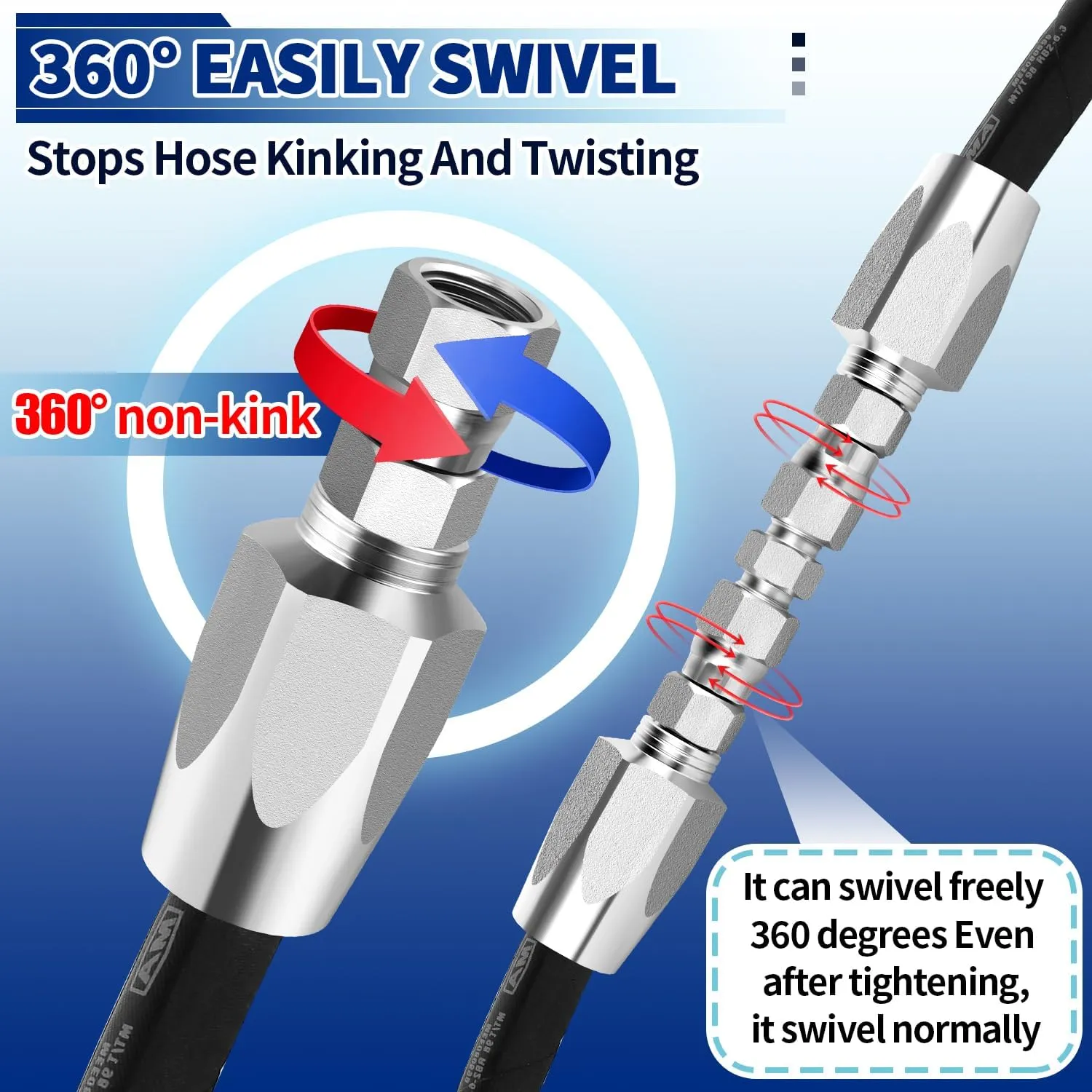 Hydraulic Hose Repair Kit, 1/2" Hydraulic Hose Field Repair Kit, 2pcs Reusable Heavy Duty Galvanized Carbon Steel Fittings