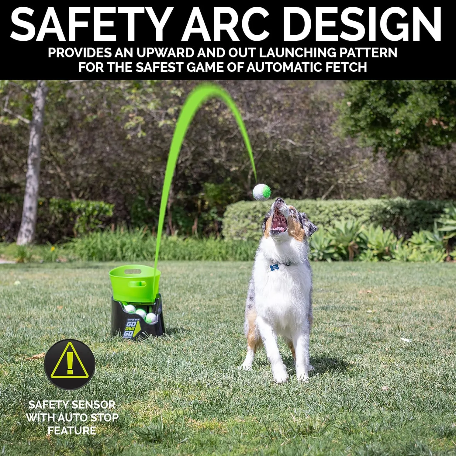 Hyper Pet GoDogGo Fetch Machine Dog Ball Launcher & Automatic Ball Launcher for Dogs With Five 2.5" Balls for Dogs 20-60 Pounds