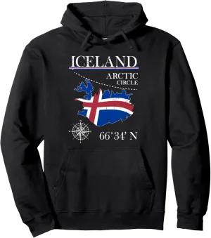 Iceland - Polar Circle - Polar Island Icelandic Flag Pullover Hoodie