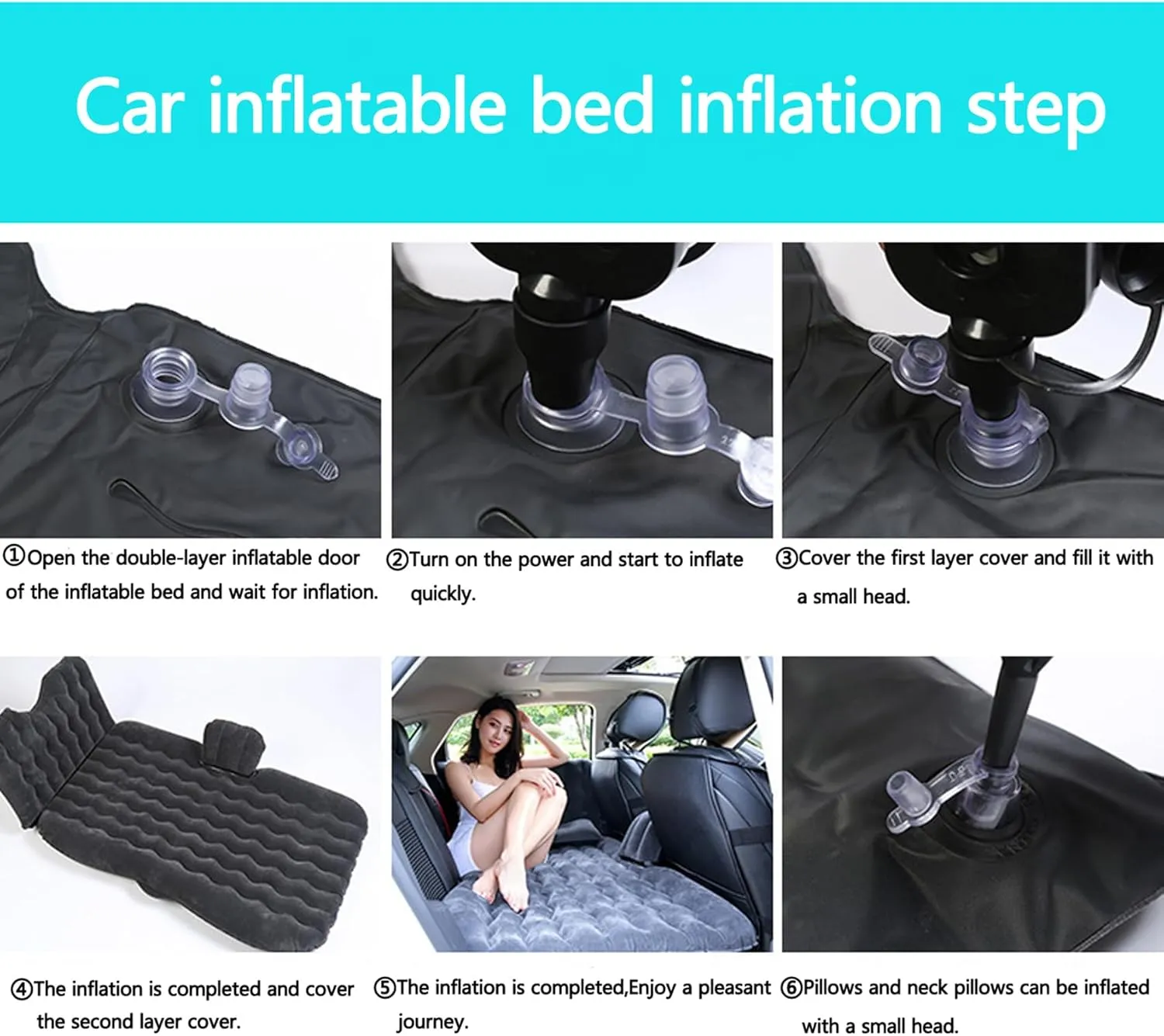Inflatable Car Air Mattress Back Seat Bed,Thickened Car Travel Camping Air Mattress with Air Pump,Blow Up Bed Portable Car Sleeping Mattress for Car Universal SUV