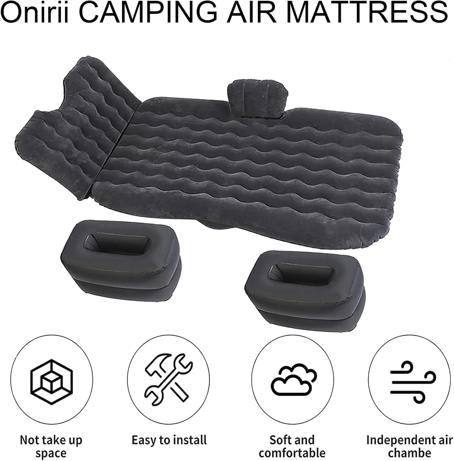 Inflatable Car Air Mattress Back Seat Bed,Thickened Car Travel Camping Air Mattress with Air Pump,Blow Up Bed Portable Car Sleeping Mattress for Car Universal SUV