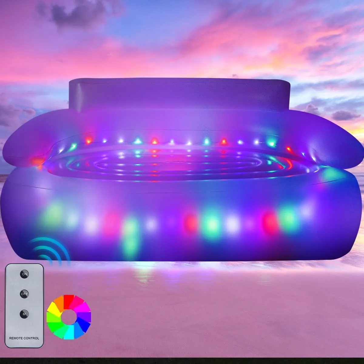 Inflatable Couch for Adults Kids,Illuminated Blow Up Lounger Chair Built-in Air Pump,LED Swimming Pool Air Chair for Adults,Inflatable Game Sofa Perfect for Rooms,Camping or Home