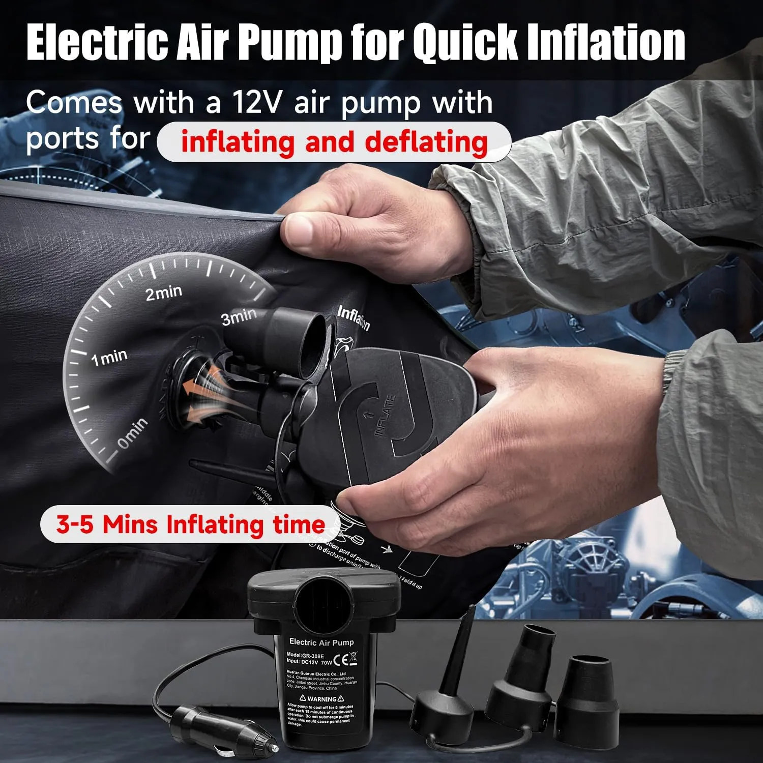 Inflatable SUV Air Mattress Bed Car Mattress for SUV, Double-Sided Flocking Travel Camping Bed Car Air Mattress, Car Sleeping Mattress Bed for Universal SUV with Car Air Pump 2 Pillows