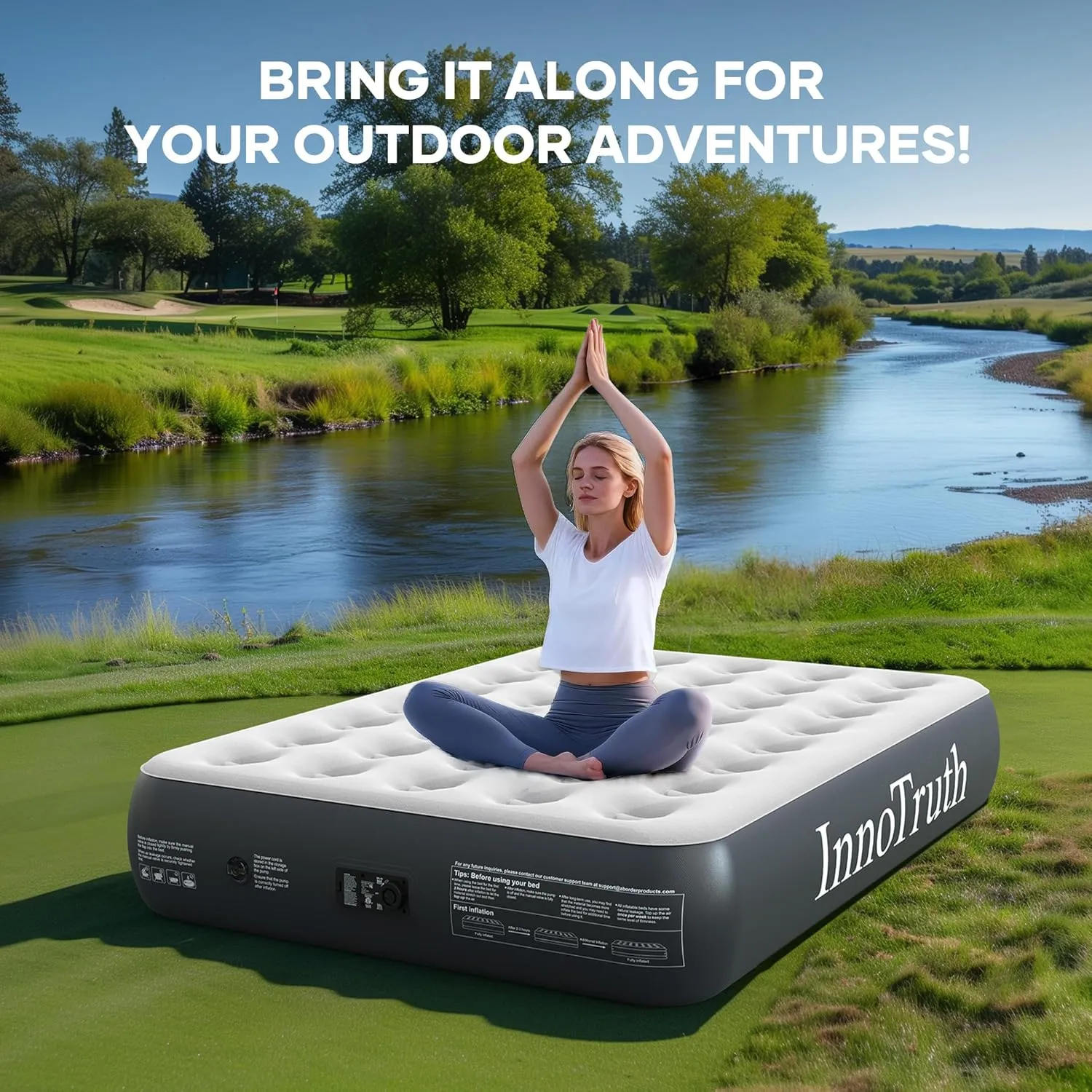 InnoTruth Full Camping Air Mattress with Built-in Pump, 13" Raised Comfort, Durable Inflatable Bed for Home & Guests, Fast Inflation, Strong Support, Ideal for Travel, Dark Gray