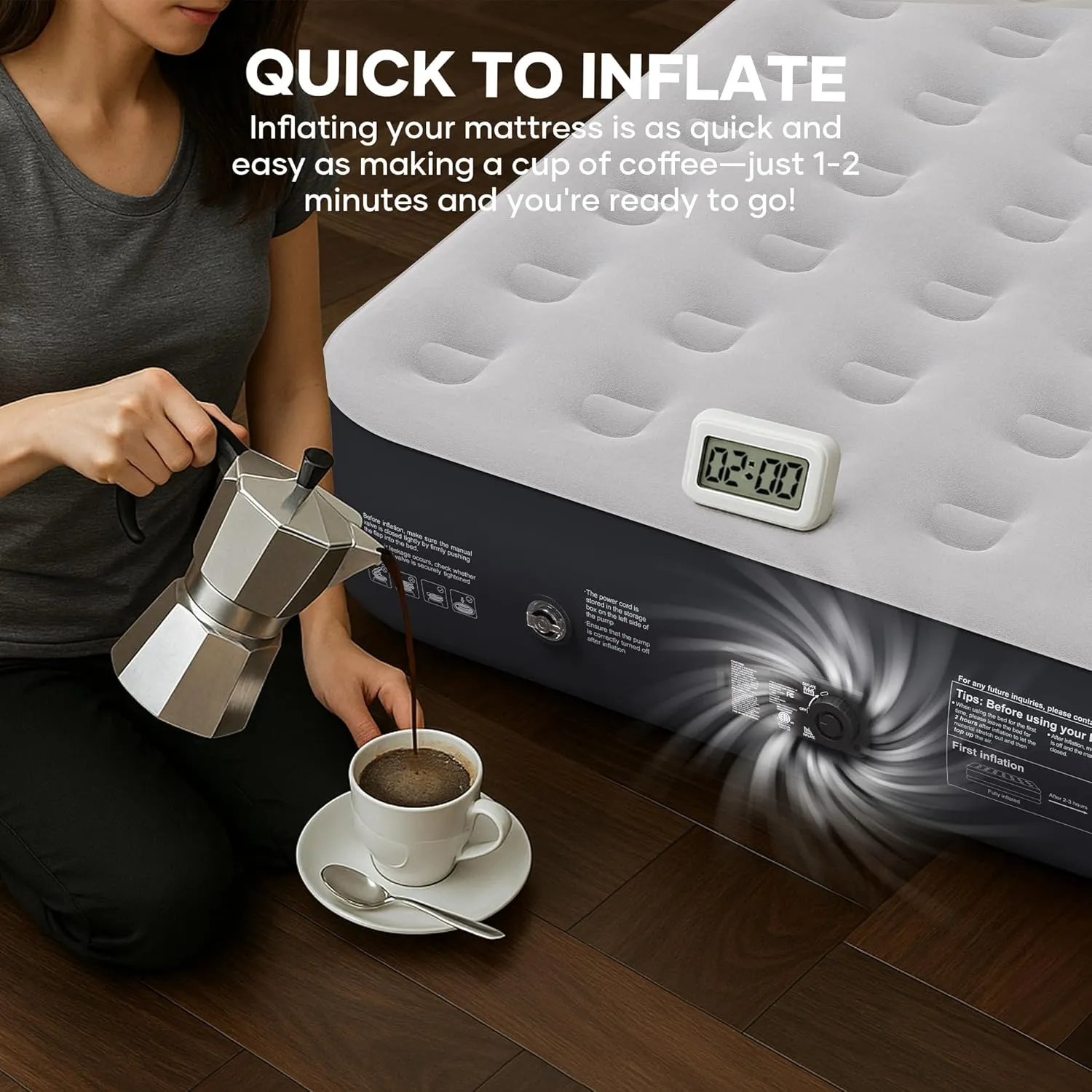 InnoTruth Full Camping Air Mattress with Built-in Pump, 13" Raised Comfort, Durable Inflatable Bed for Home & Guests, Fast Inflation, Strong Support, Ideal for Travel, Dark Gray