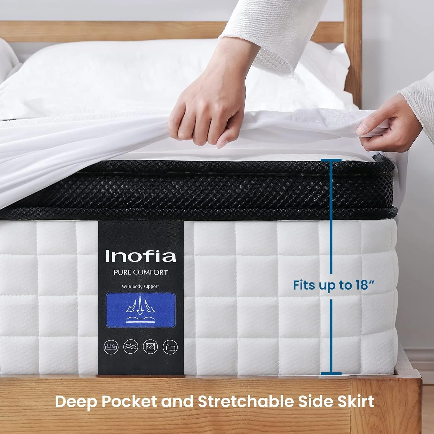 Inofia Queen Mattress 12 inch - Hybrid Queen Size Mattresses Cool Bed with Waterproof Mattress Protector Included, Medium Firm Feel, Motion Isolation, 101 Nights Trial