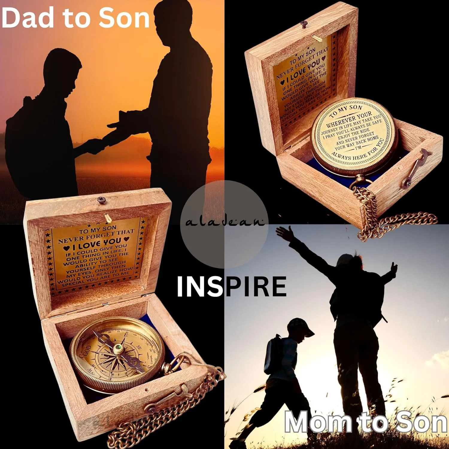 Inspiration Gift for Men Women Engraved Compass - Go Confidently - Thoreau Quote, You're Awesome Employee, Coworker Meaningful Gift for him her