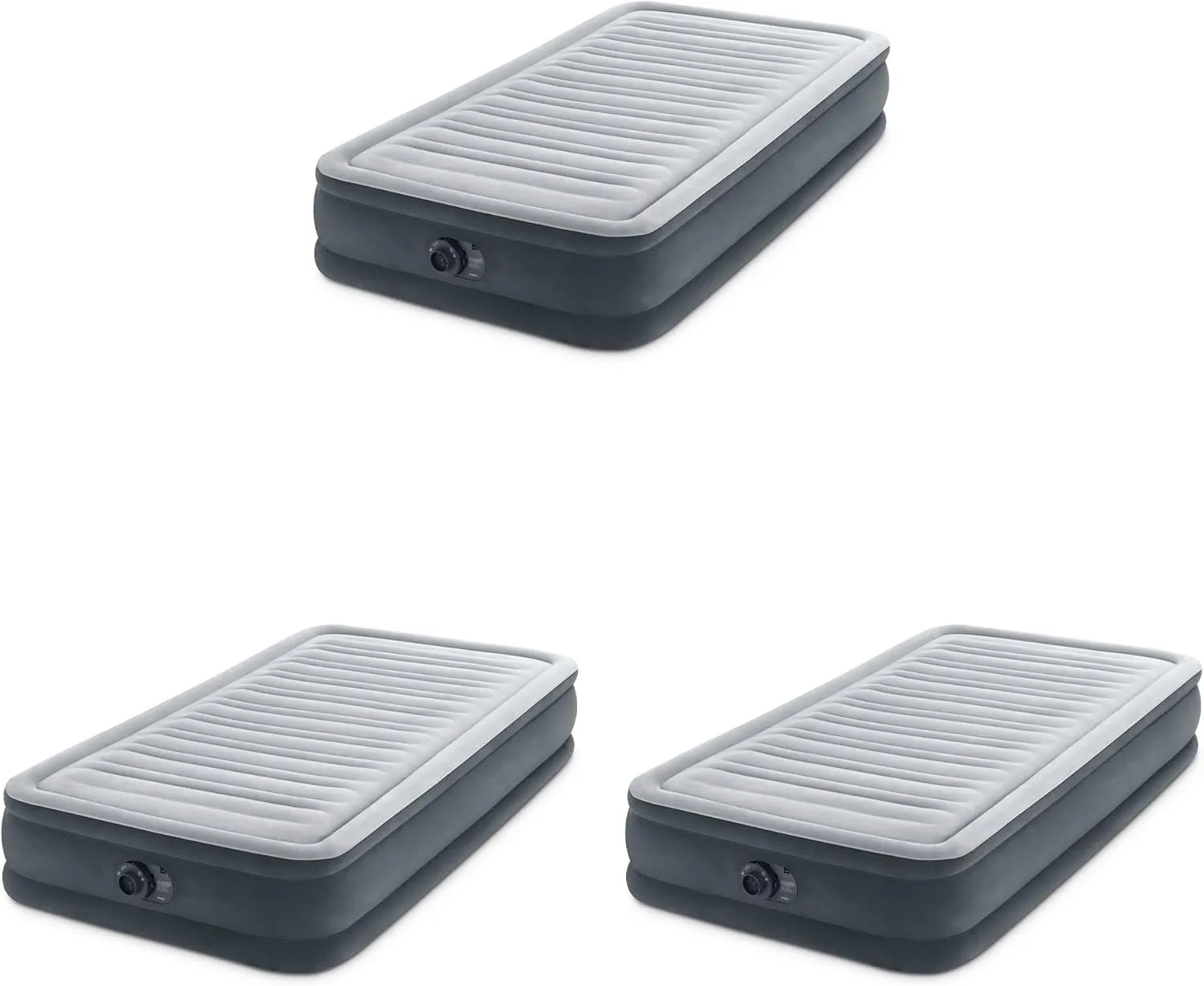 Intex Comfort Deluxe Dura-Beam Plush Pillow Top Inflatable Lightweight Airbed Mattress with Built-in Pump and Carrying Case, Twin (3 Pack)
