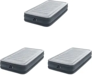 Intex Comfort Deluxe Dura-Beam Plush Pillow Top Inflatable Lightweight Airbed Mattress with Built-in Pump and Carrying Case, Twin (3 Pack)