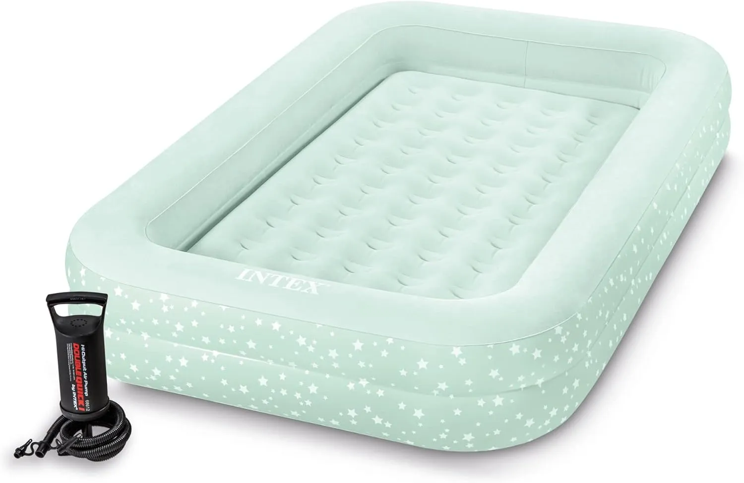 Intex Kids Travel Air Mattress Inflatable Bed Set with Raised Sides, Hand Pump, and Carrying Bag for Camping Trips and Sleepovers, (3 Pack)