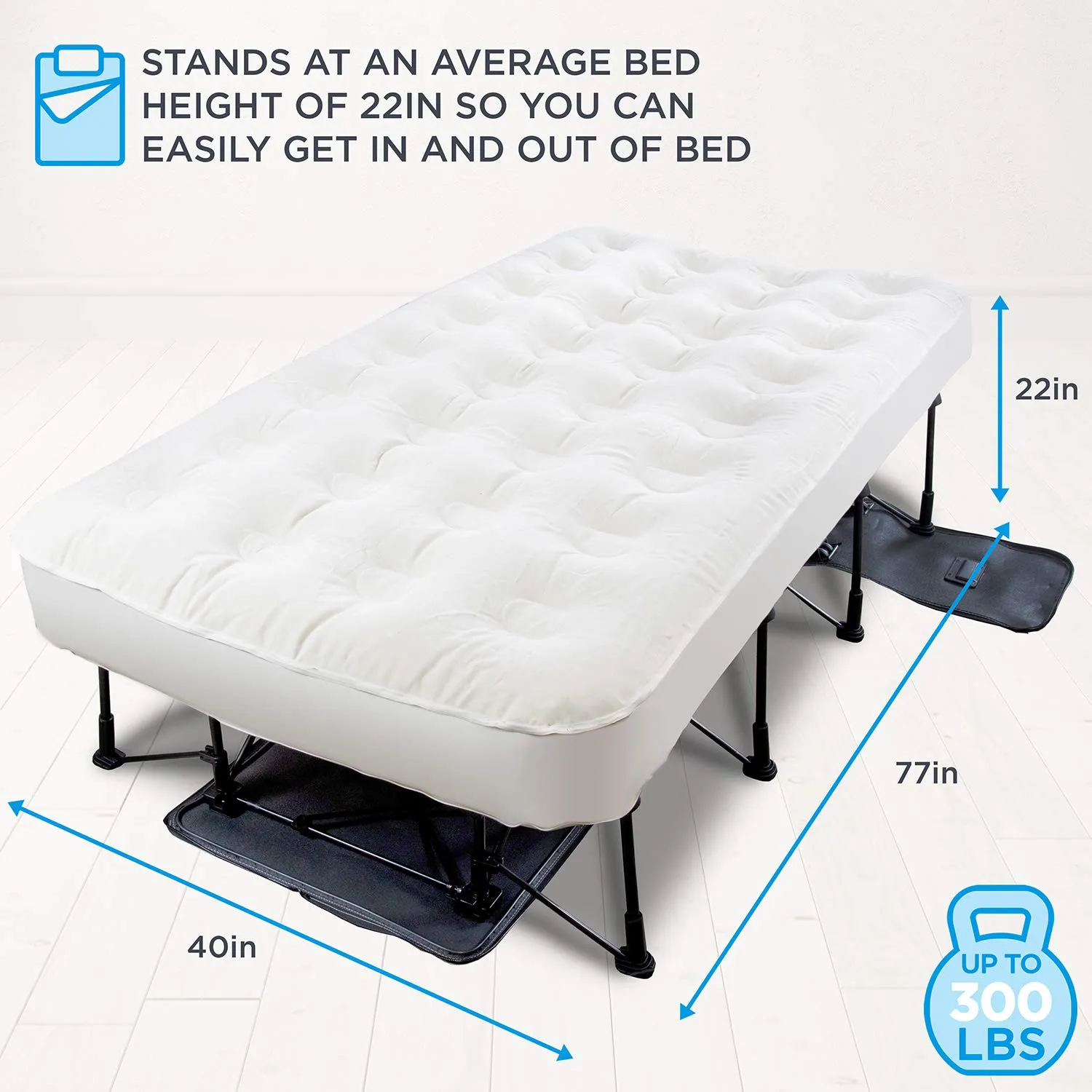 Ivation EZ-Bed Air Mattress, Twin Size Air Mattress with Built In Pump & Deflate Defender