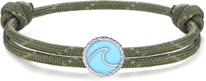 J.Endéar Compass Nautical Paracord Bracelet for Men, 925 Sterling Silver Handmade Bracelet Surfer Summer Beach Jewelry Partner Friendship Gift