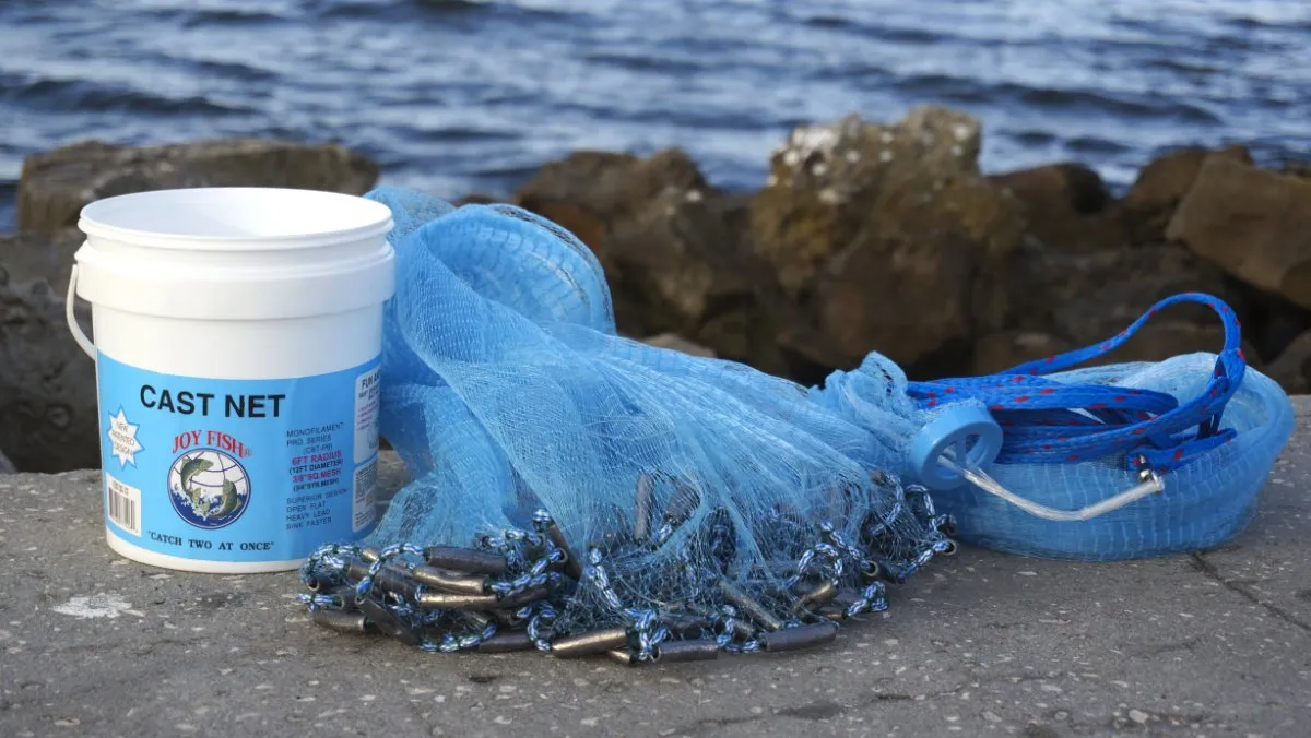 Joy Fish Bait Cast Nets CBT-P5, 5 ft. Radius, 3/8" Sq. Mesh