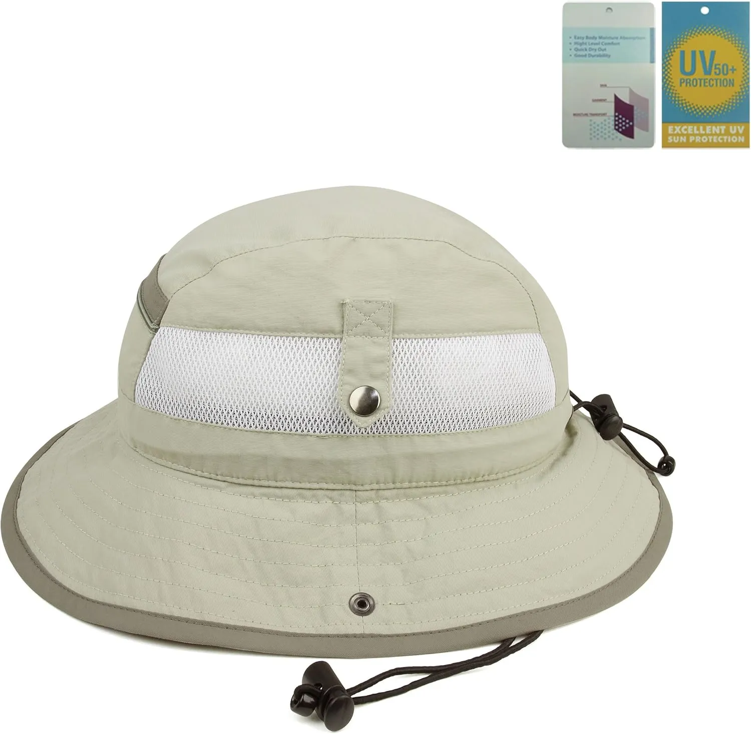Juniper Taslon UV Bucket Hat with Snaps Brim and Mesh Side Panel