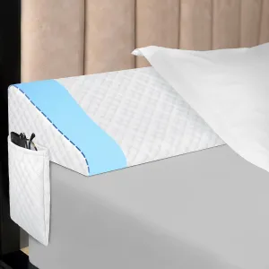 Kayfia King Size (76"x10"x4") Pillow Wedge for Headboard Gap Bed Gap Filller (0-8") Mattress Space Filler Pillow Stopper with 2 Side Pocket Triangle Foam Pillow Wedge Between Headboard Mattress(White)